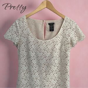 TALULA Classic Baby Pink Lined Cream Laced Mini Dress Small